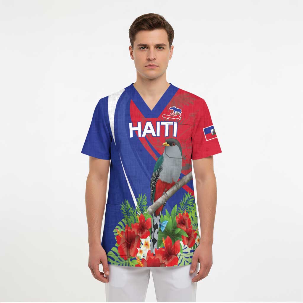 Personalized Hispaniolan Trogon Haiti Scrub Top Sporty Style - Wonder Print Shop