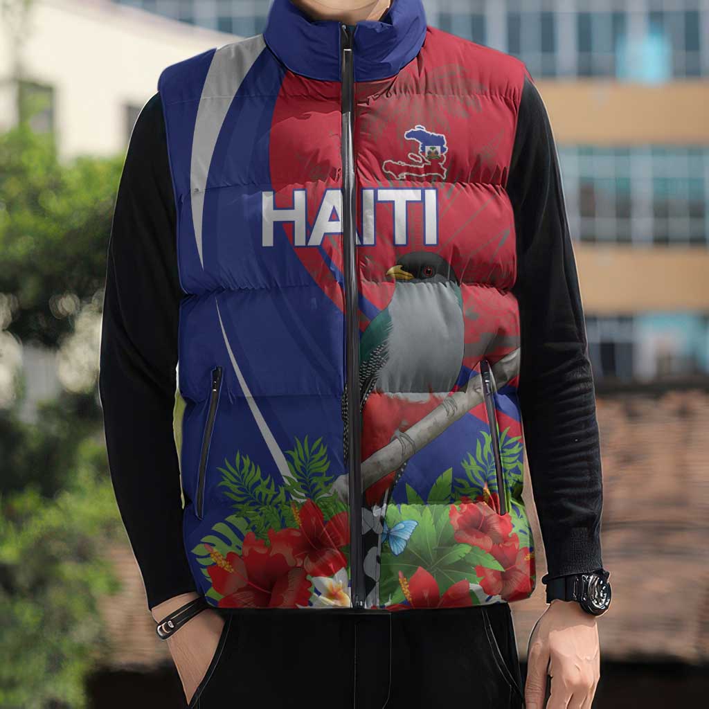 Personalized Hispaniolan Trogon Haiti Sleeveless Puffer Jacket Sporty Style - Wonder Print Shop