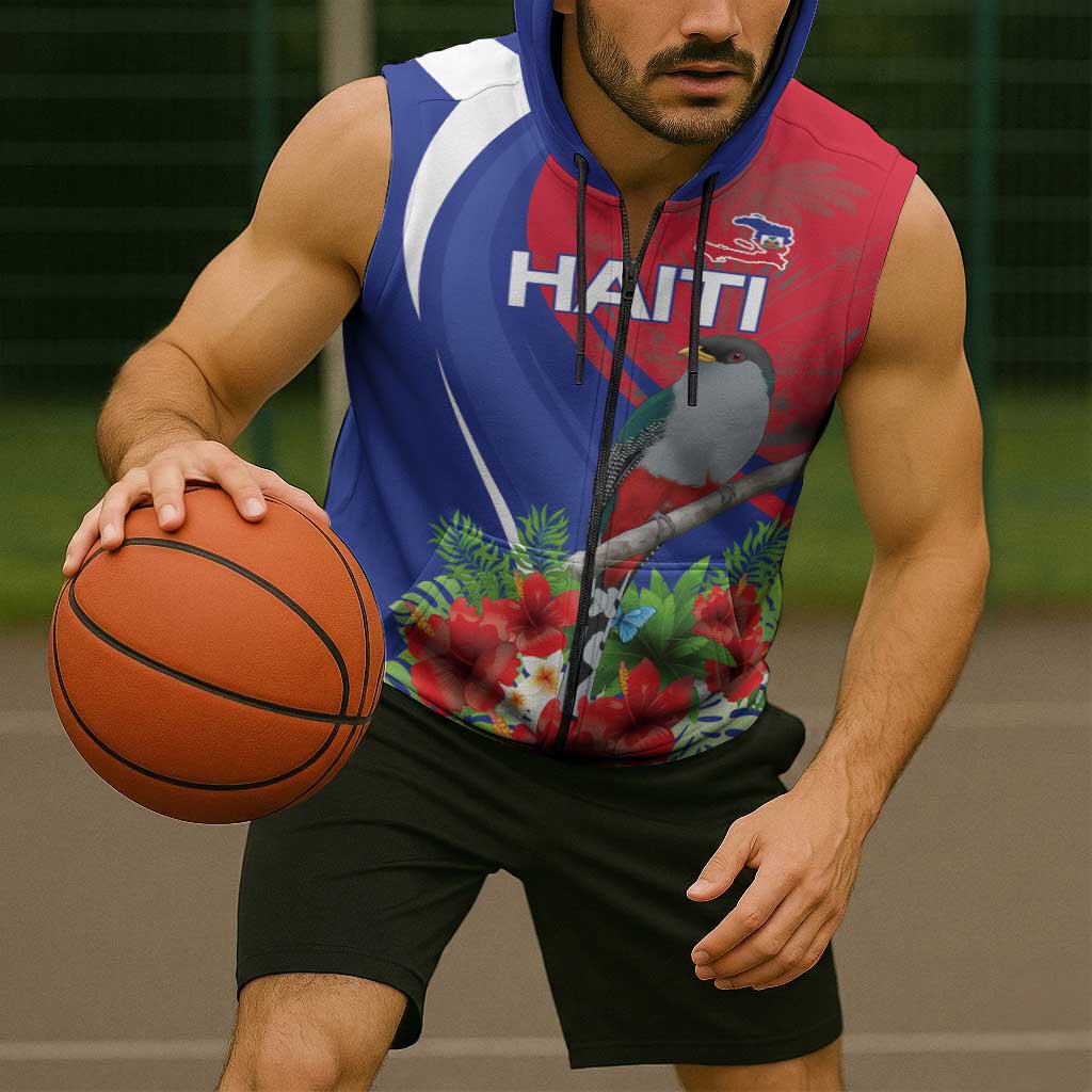 Personalized Hispaniolan Trogon Haiti Sleeveless Zip Hoodie Sporty Style - Wonder Print Shop