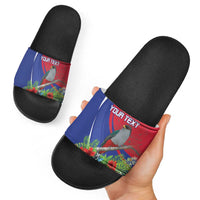 Personalized Hispaniolan Trogon Haiti Slide Sandals Sporty Style - Wonder Print Shop