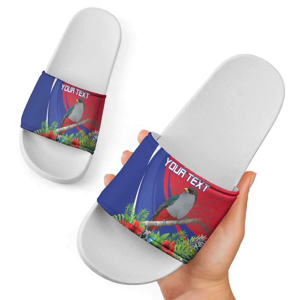 Personalized Hispaniolan Trogon Haiti Slide Sandals Sporty Style - Wonder Print Shop
