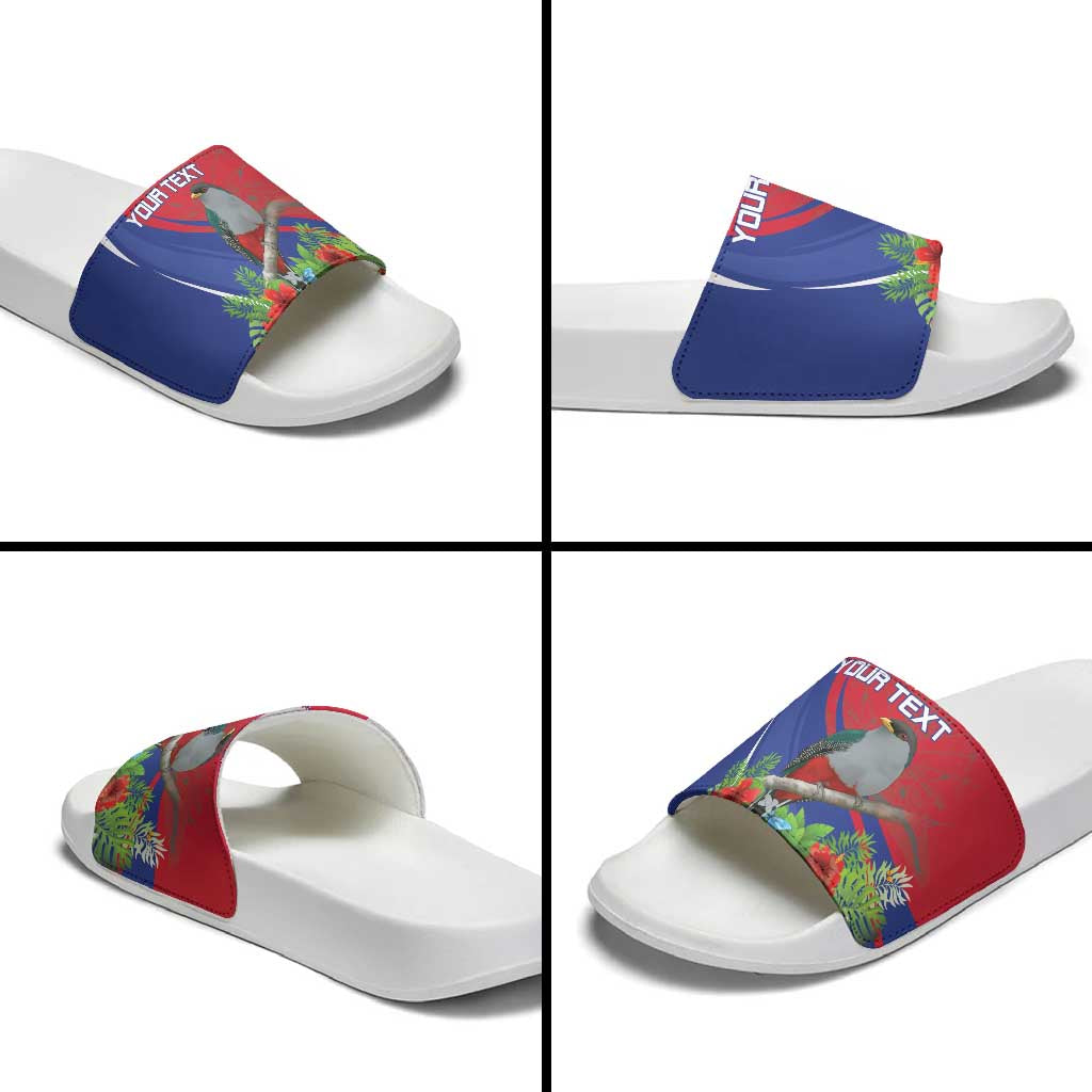 Personalized Hispaniolan Trogon Haiti Slide Sandals Sporty Style - Wonder Print Shop