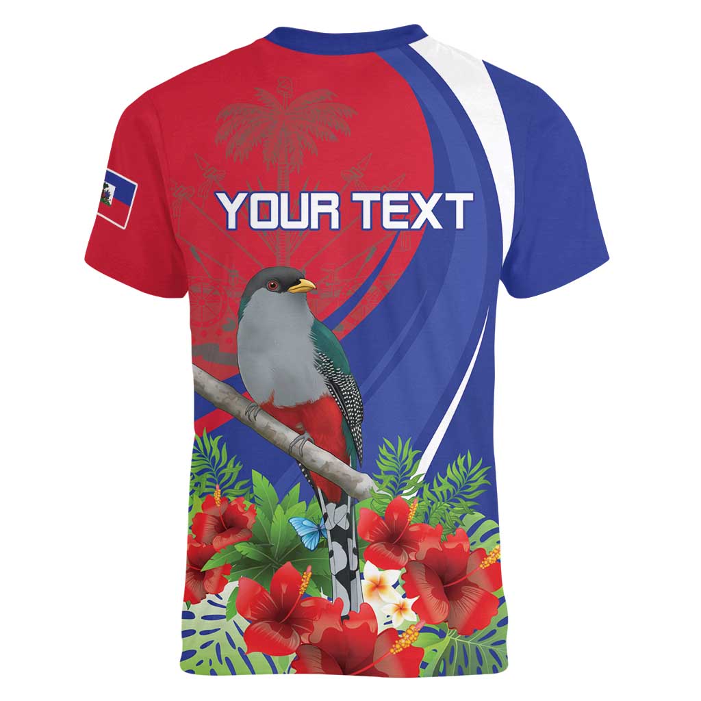 Personalized Hispaniolan Trogon Haiti Women V-Neck T-Shirt Sporty Style - Wonder Print Shop
