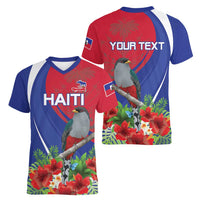 Personalized Hispaniolan Trogon Haiti Women V-Neck T-Shirt Sporty Style - Wonder Print Shop