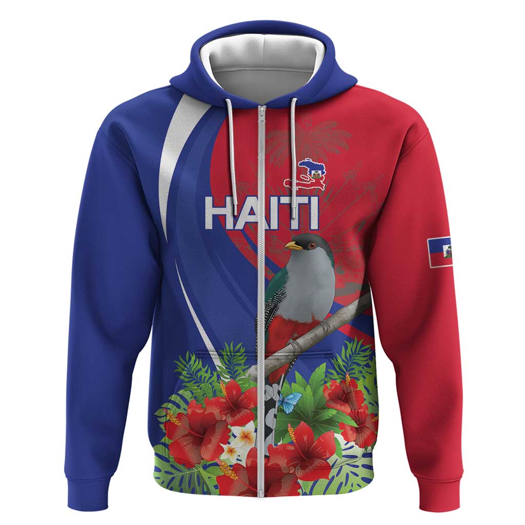 Personalized Hispaniolan Trogon Haiti Zip Hoodie Sporty Style - Wonder Print Shop