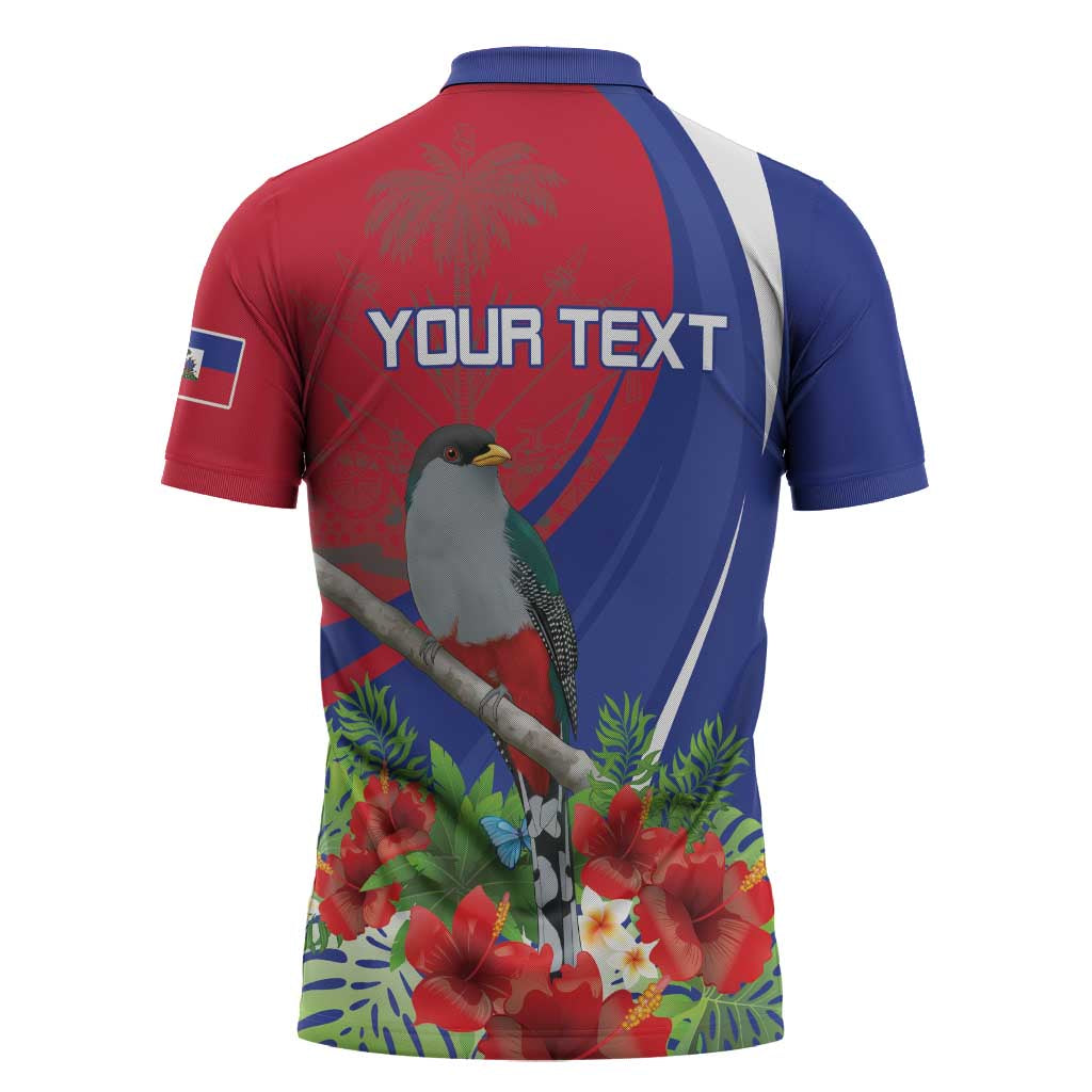 Personalized Hispaniolan Trogon Haiti Zipper Polo Shirt Sporty Style - Wonder Print Shop
