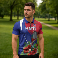 Personalized Hispaniolan Trogon Haiti Zipper Polo Shirt Sporty Style - Wonder Print Shop