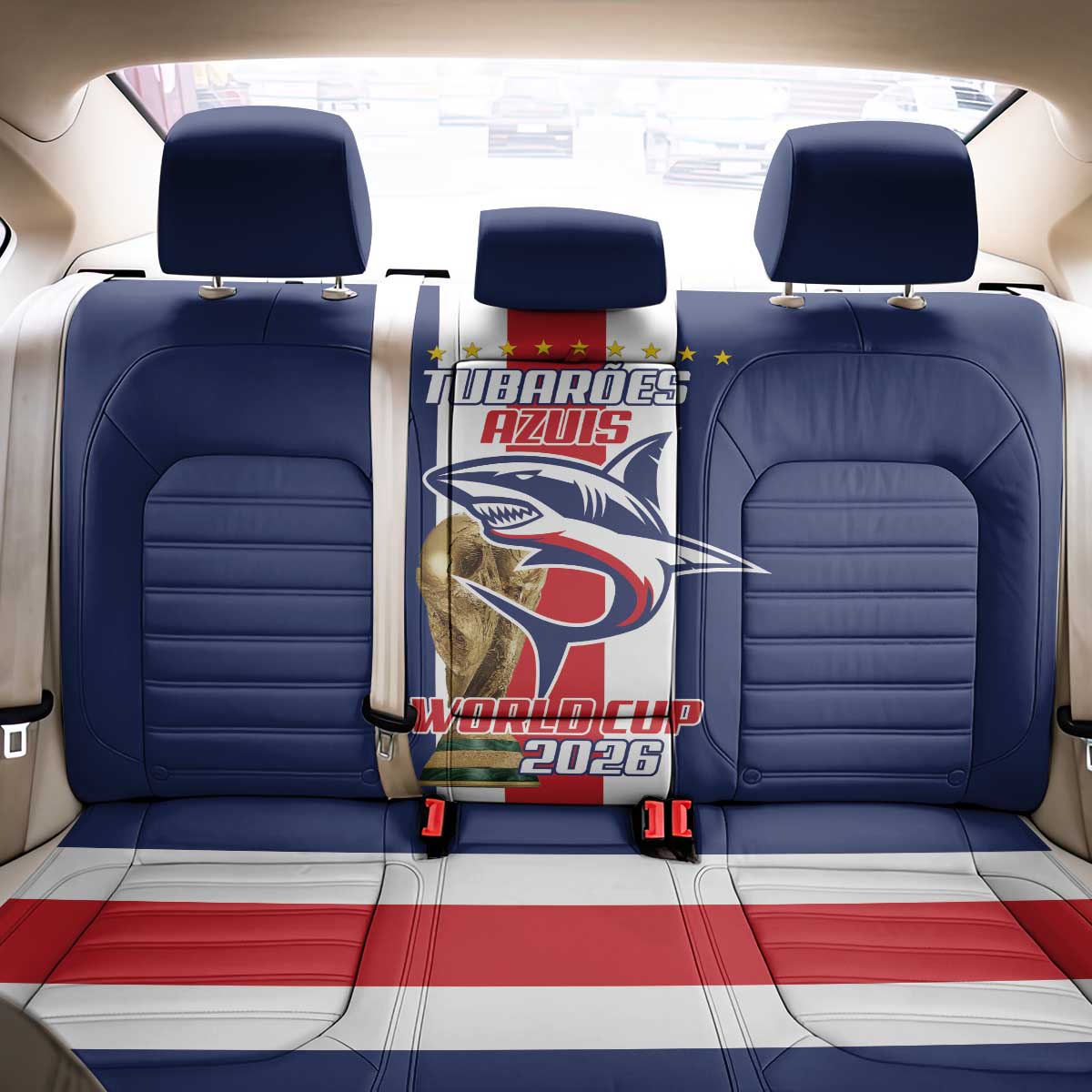 Cape Verde Football Back Car Seat Cover Tubaroes Azuis World Cup 2026 - Wonder Print Shop