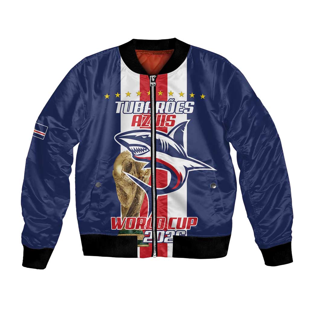 Cape Verde Football Bomber Jacket Tubaroes Azuis World Cup 2026 - Wonder Print Shop
