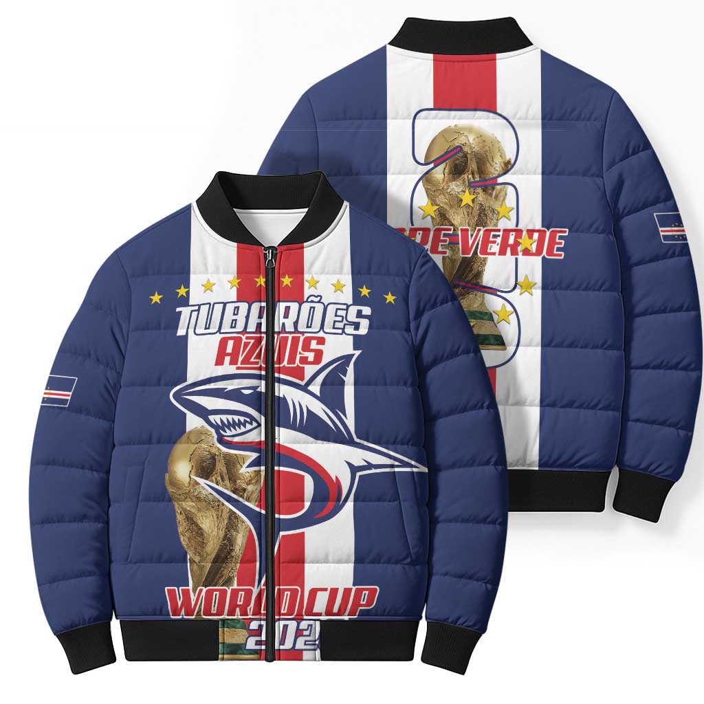 Cape Verde Football Bomber Puffer Jacket Tubaroes Azuis World Cup 2026 - Wonder Print Shop