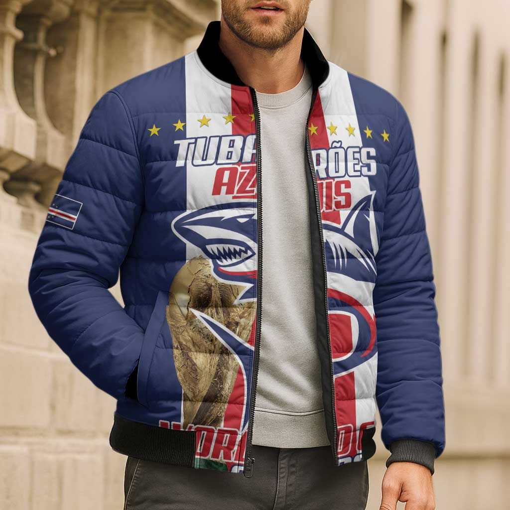 Cape Verde Football Bomber Puffer Jacket Tubaroes Azuis World Cup 2026 - Wonder Print Shop