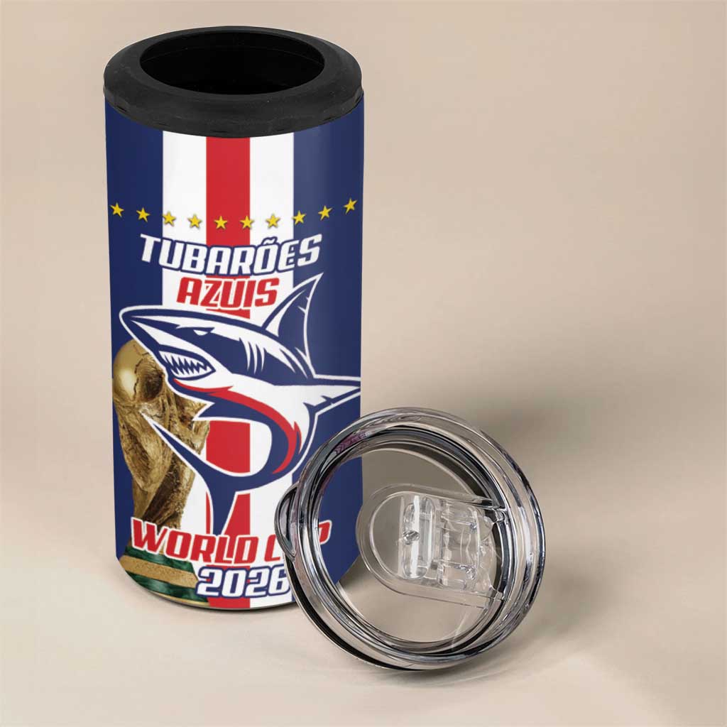 Cape Verde Football 4 in 1 Can Cooler Tumbler Tubaroes Azuis World Cup 2026 - Wonder Print Shop