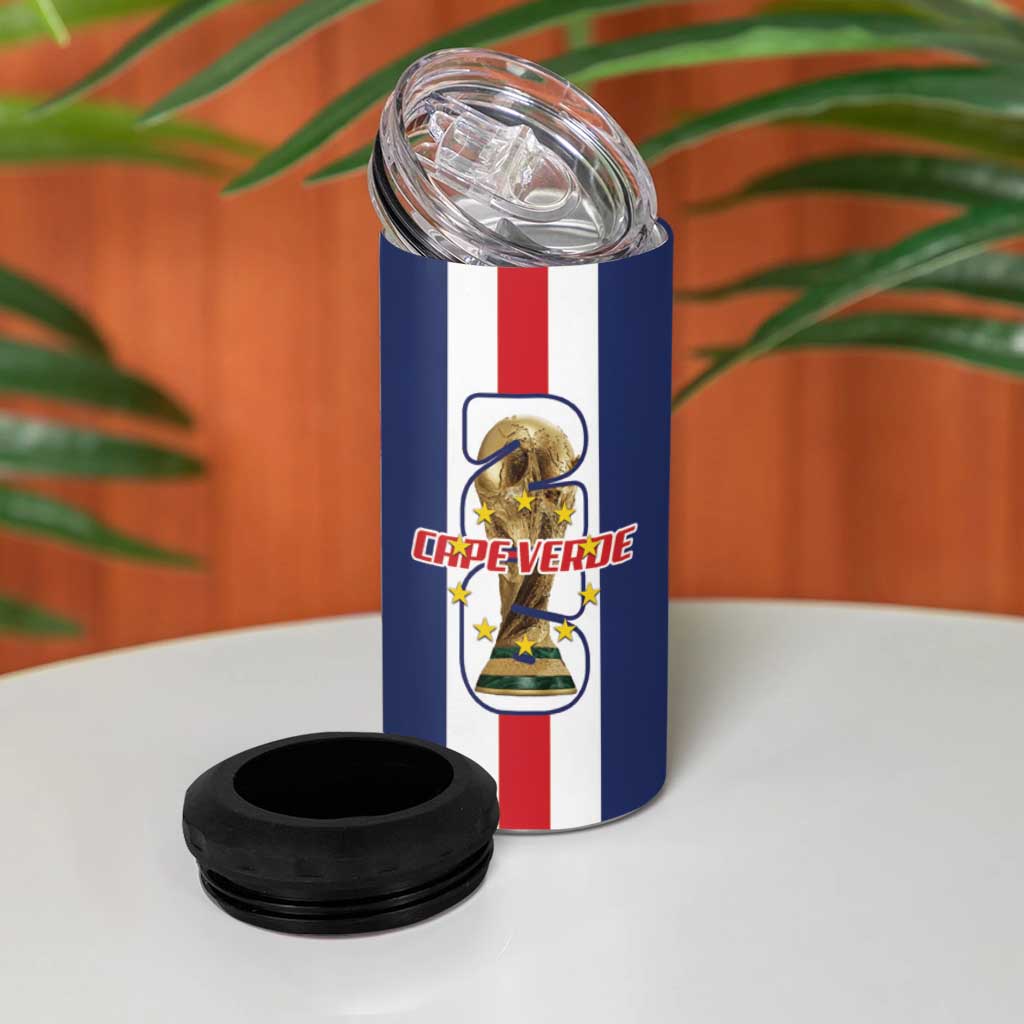 Cape Verde Football 4 in 1 Can Cooler Tumbler Tubaroes Azuis World Cup 2026 - Wonder Print Shop