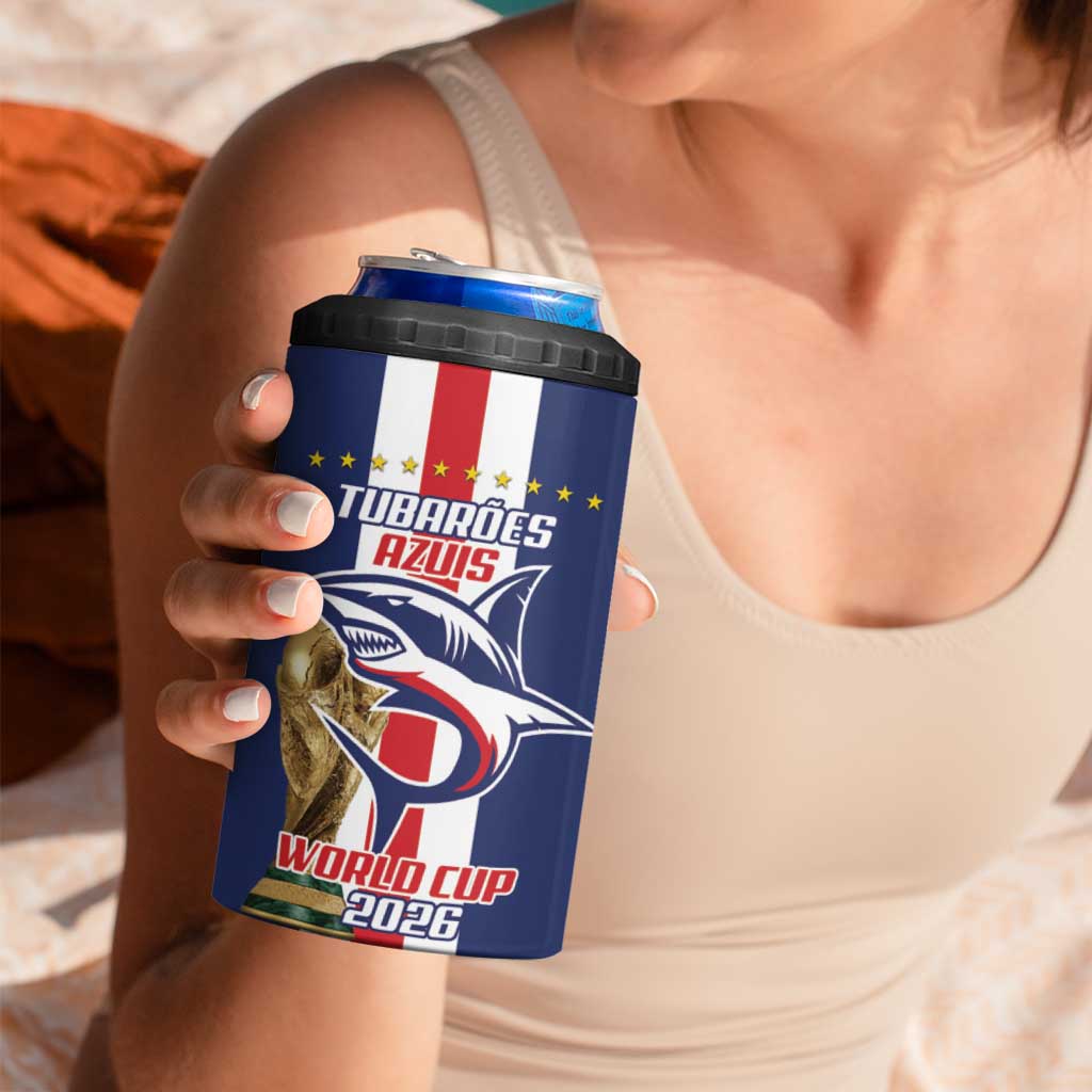 Cape Verde Football 4 in 1 Can Cooler Tumbler Tubaroes Azuis World Cup 2026 - Wonder Print Shop