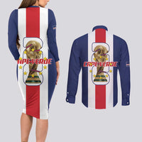 Cape Verde Football Couples Matching Long Sleeve Bodycon Dress and Long Sleeve Button Shirt Tubaroes Azuis World Cup 2026 - Wonder Print Shop