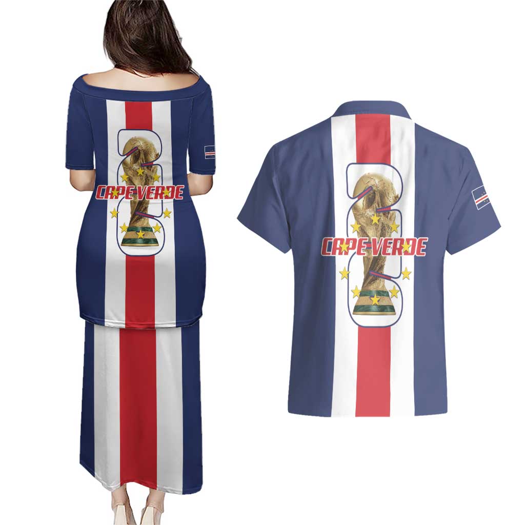 Cape Verde Football Couples Matching Puletasi and Hawaiian Shirt Tubaroes Azuis World Cup 2026 - Wonder Print Shop