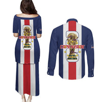 Cape Verde Football Couples Matching Puletasi and Long Sleeve Button Shirt Tubaroes Azuis World Cup 2026 - Wonder Print Shop