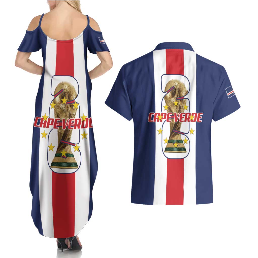 Cape Verde Football Couples Matching Summer Maxi Dress and Hawaiian Shirt Tubaroes Azuis World Cup 2026 - Wonder Print Shop