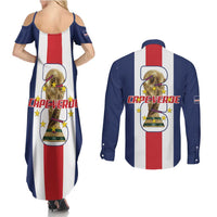 Cape Verde Football Couples Matching Summer Maxi Dress and Long Sleeve Button Shirt Tubaroes Azuis World Cup 2026 - Wonder Print Shop