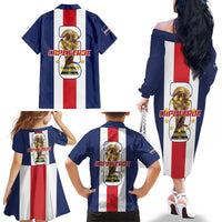 Cape Verde Football Family Matching Off The Shoulder Long Sleeve Dress and Hawaiian Shirt Tubaroes Azuis World Cup 2026 - Wonder Print Shop