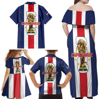 Cape Verde Football Family Matching Off Shoulder Maxi Dress and Hawaiian Shirt Tubaroes Azuis World Cup 2026 - Wonder Print Shop