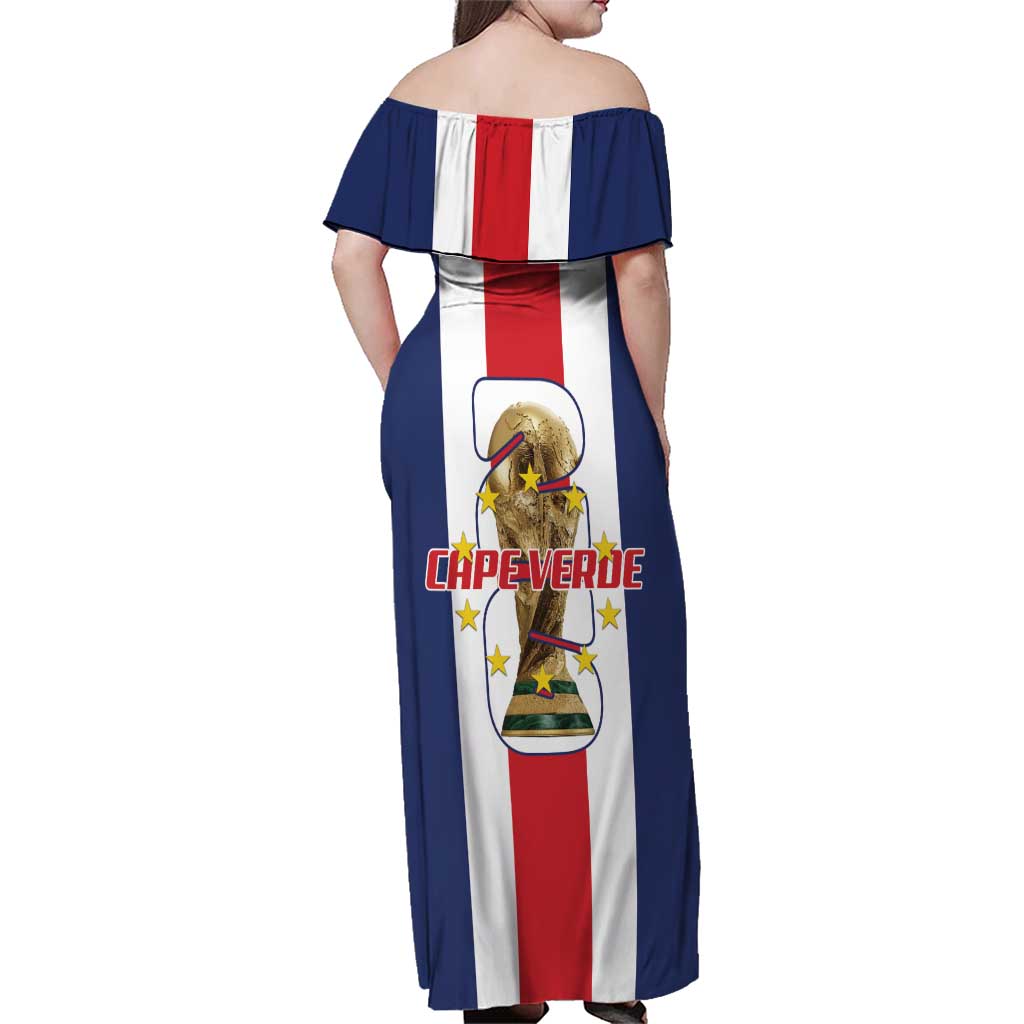 Cape Verde Football Family Matching Off Shoulder Maxi Dress and Hawaiian Shirt Tubaroes Azuis World Cup 2026 - Wonder Print Shop