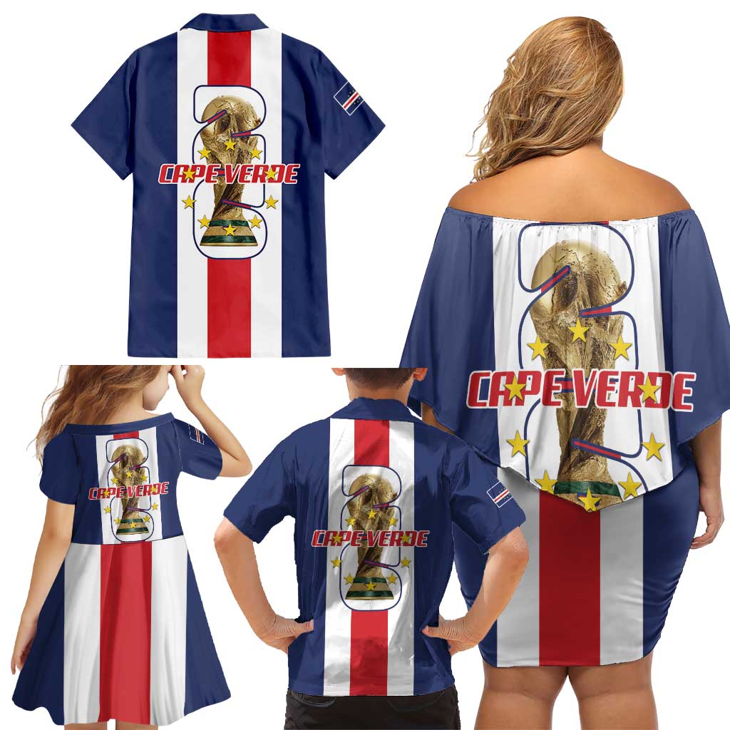 Cape Verde Football Family Matching Off Shoulder Short Dress and Hawaiian Shirt Tubaroes Azuis World Cup 2026 - Wonder Print Shop