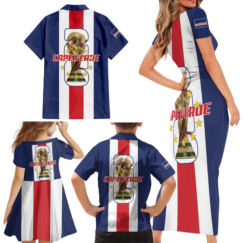 Cape Verde Football Family Matching Short Sleeve Bodycon Dress and Hawaiian Shirt Tubaroes Azuis World Cup 2026 - Wonder Print Shop