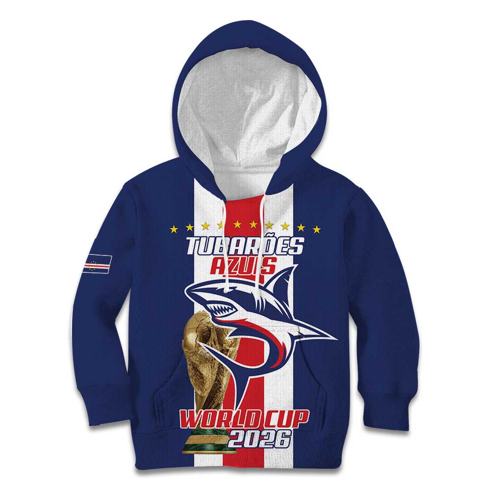 Cape Verde Football Kid Hoodie Tubaroes Azuis World Cup 2026 - Wonder Print Shop