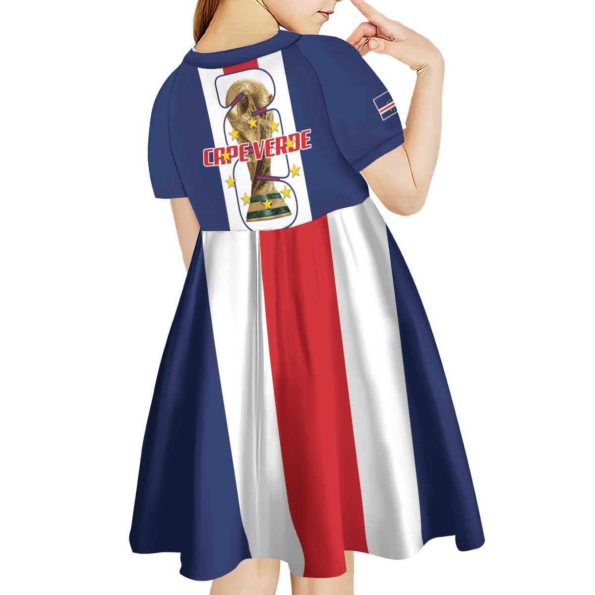 Cape Verde Football Kid Short Sleeve Dress Tubaroes Azuis World Cup 2026 - Wonder Print Shop