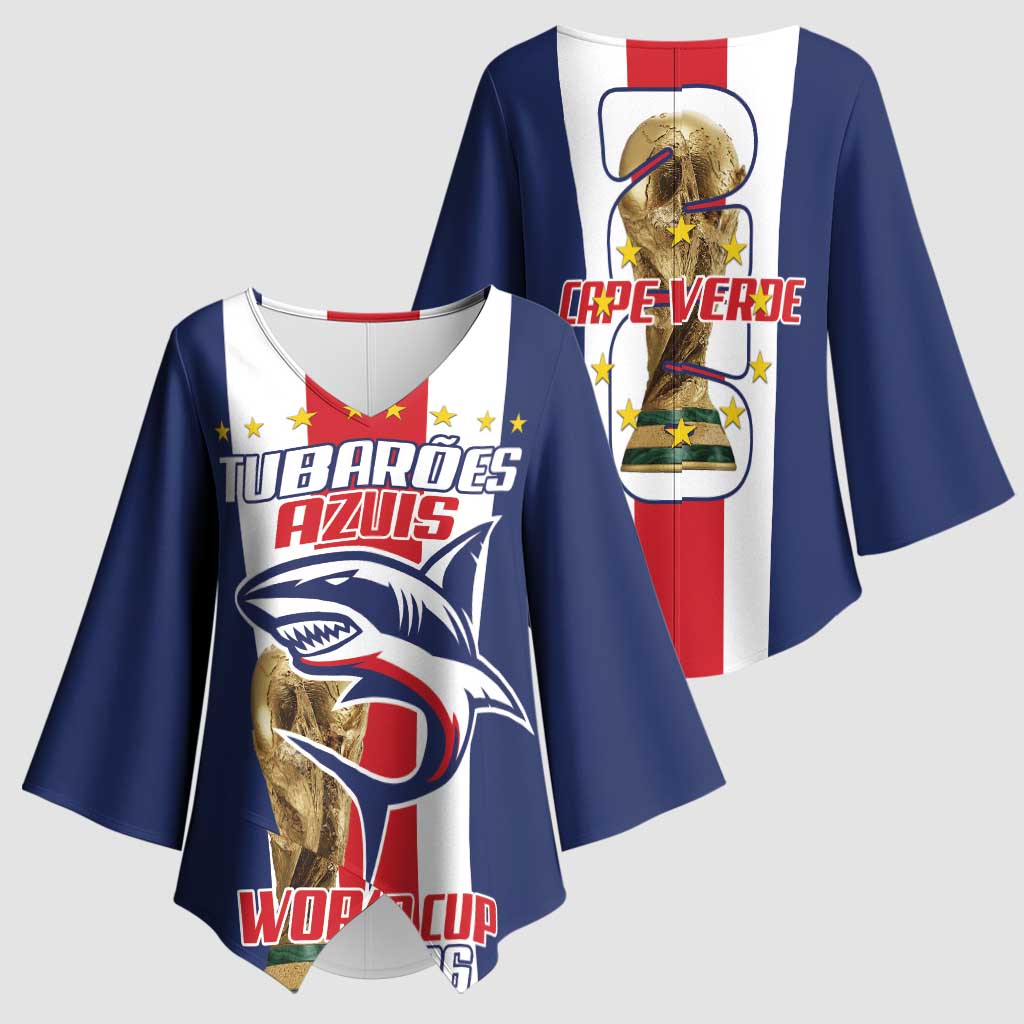 Cape Verde Football Kimono Sleeve Blouse Tubaroes Azuis World Cup 2026 - Wonder Print Shop
