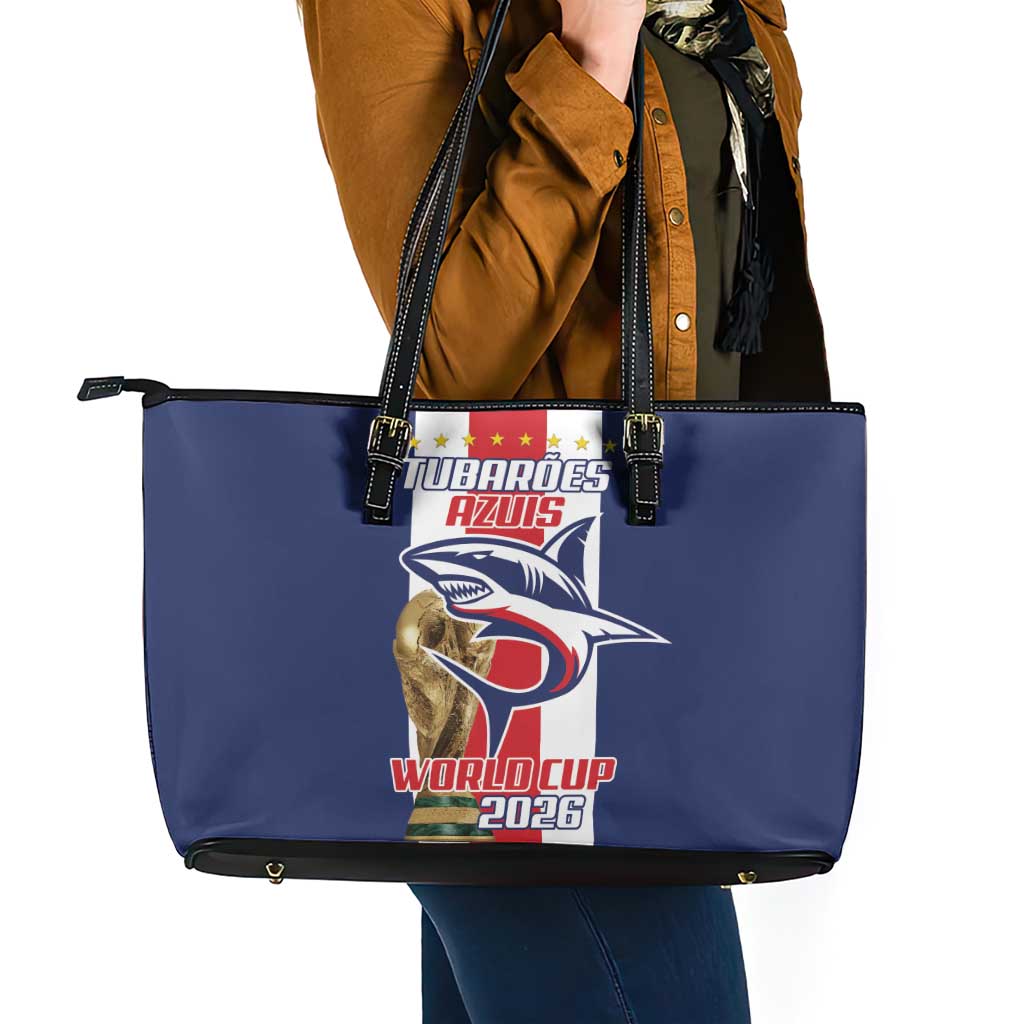 Cape Verde Football Leather Tote Bag Tubaroes Azuis World Cup 2026 - Wonder Print Shop