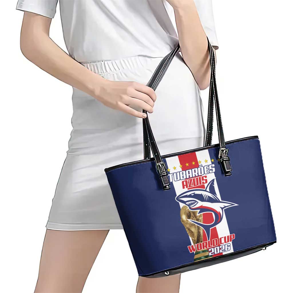 Cape Verde Football Leather Tote Bag Tubaroes Azuis World Cup 2026 - Wonder Print Shop