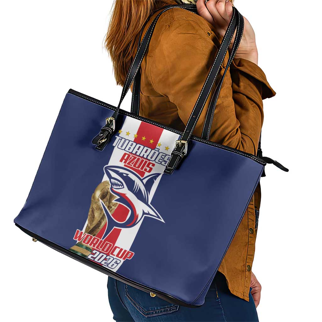 Cape Verde Football Leather Tote Bag Tubaroes Azuis World Cup 2026 - Wonder Print Shop