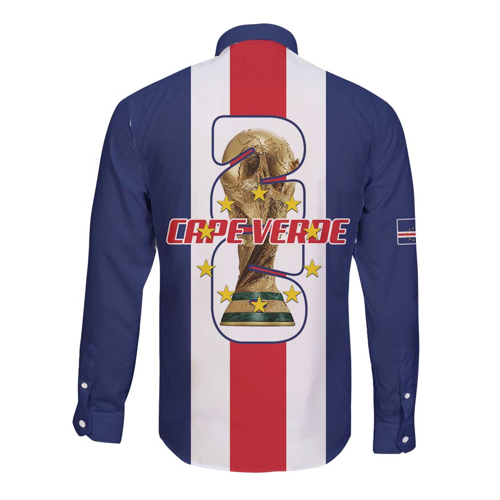Cape Verde Football Long Sleeve Button Shirt Tubaroes Azuis World Cup 2026 - Wonder Print Shop