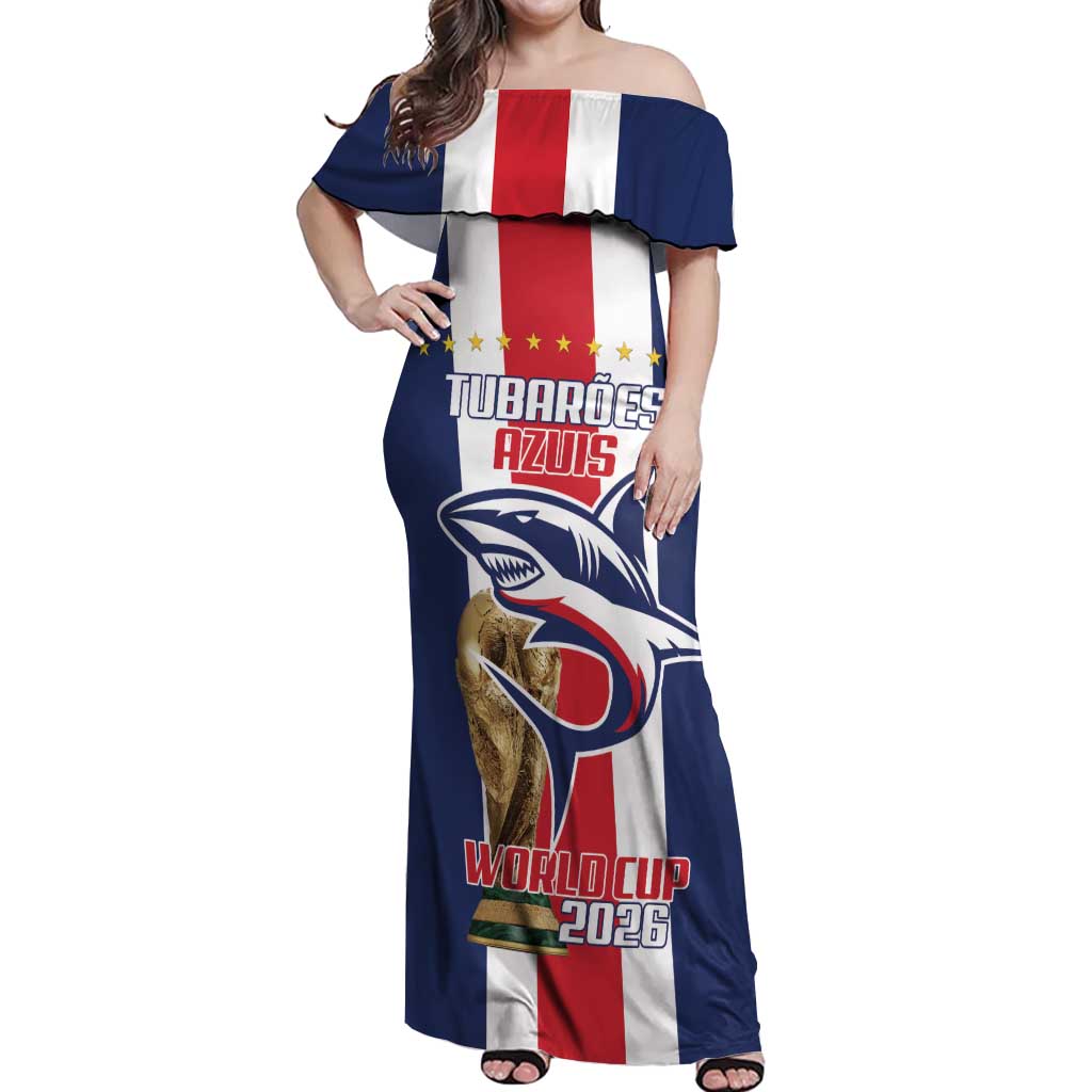 Cape Verde Football Off Shoulder Maxi Dress Tubaroes Azuis World Cup 2026 - Wonder Print Shop