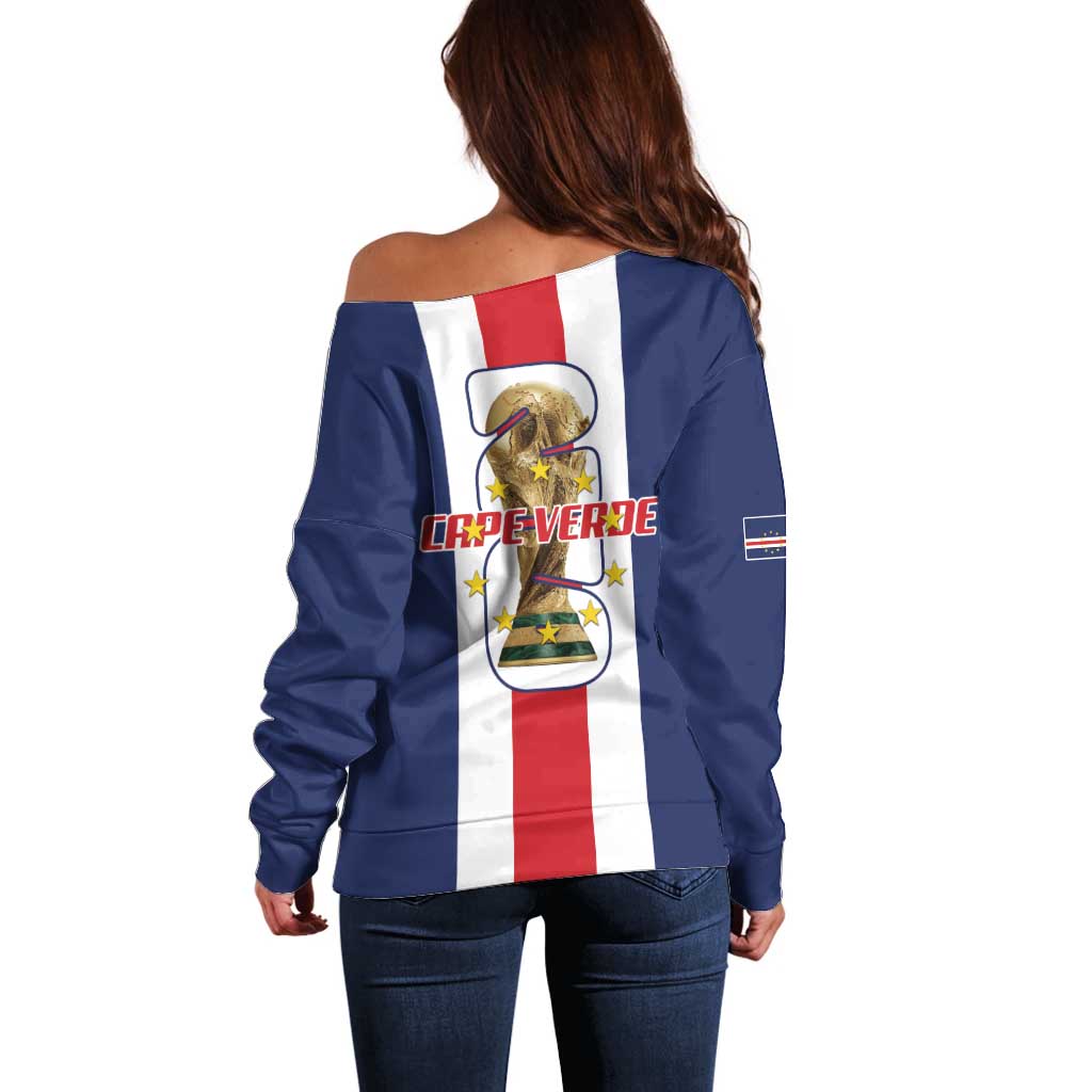 Cape Verde Football Off Shoulder Sweater Tubaroes Azuis World Cup 2026 - Wonder Print Shop