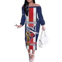 Cape Verde Football Off The Shoulder Long Sleeve Dress Tubaroes Azuis World Cup 2026 - Wonder Print Shop