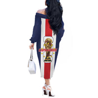 Cape Verde Football Off The Shoulder Long Sleeve Dress Tubaroes Azuis World Cup 2026 - Wonder Print Shop