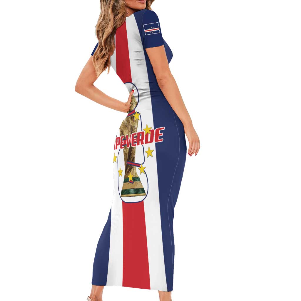 Cape Verde Football Short Sleeve Bodycon Dress Tubaroes Azuis World Cup 2026 - Wonder Print Shop