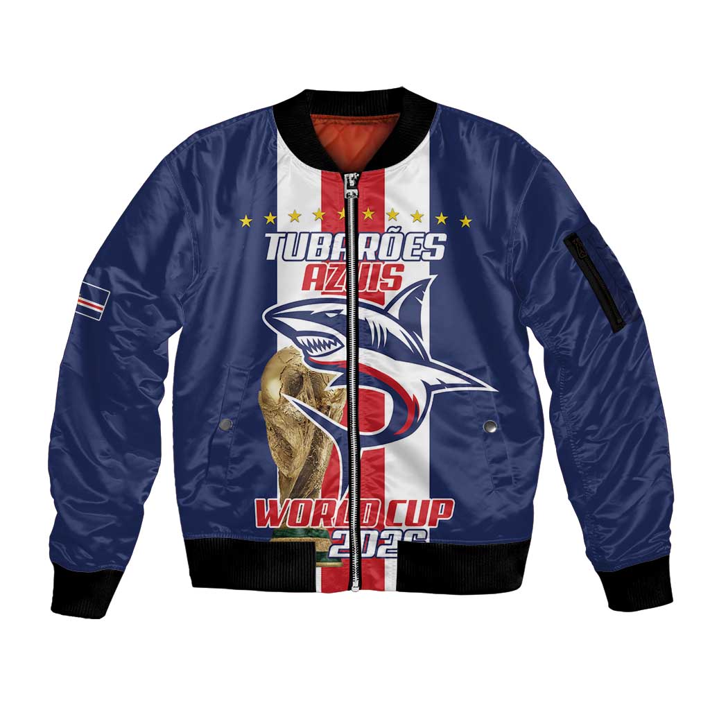 Cape Verde Football Sleeve Zip Bomber Jacket Tubaroes Azuis World Cup 2026 - Wonder Print Shop