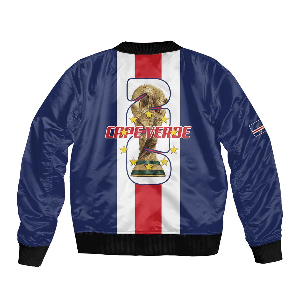 Cape Verde Football Sleeve Zip Bomber Jacket Tubaroes Azuis World Cup 2026 - Wonder Print Shop