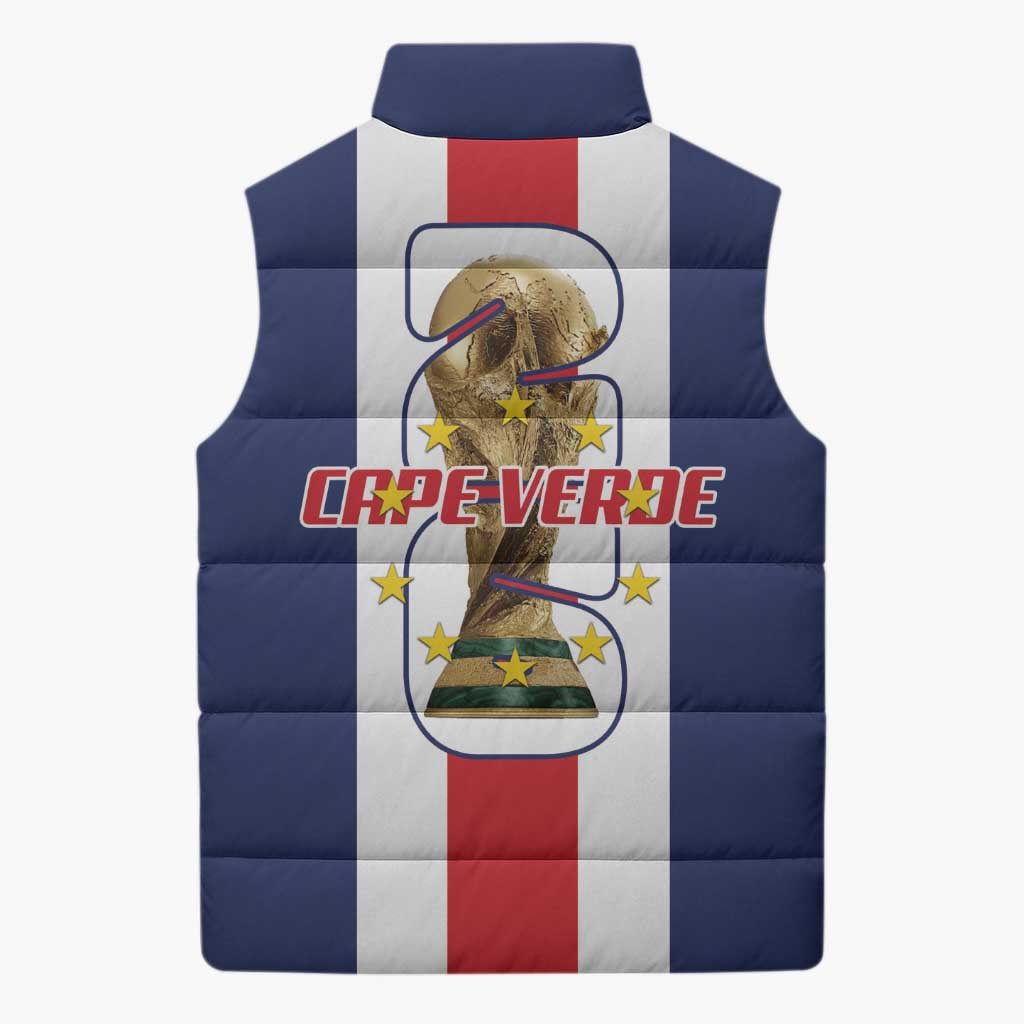Cape Verde Football Sleeveless Puffer Jacket Tubaroes Azuis World Cup 2026 - Wonder Print Shop