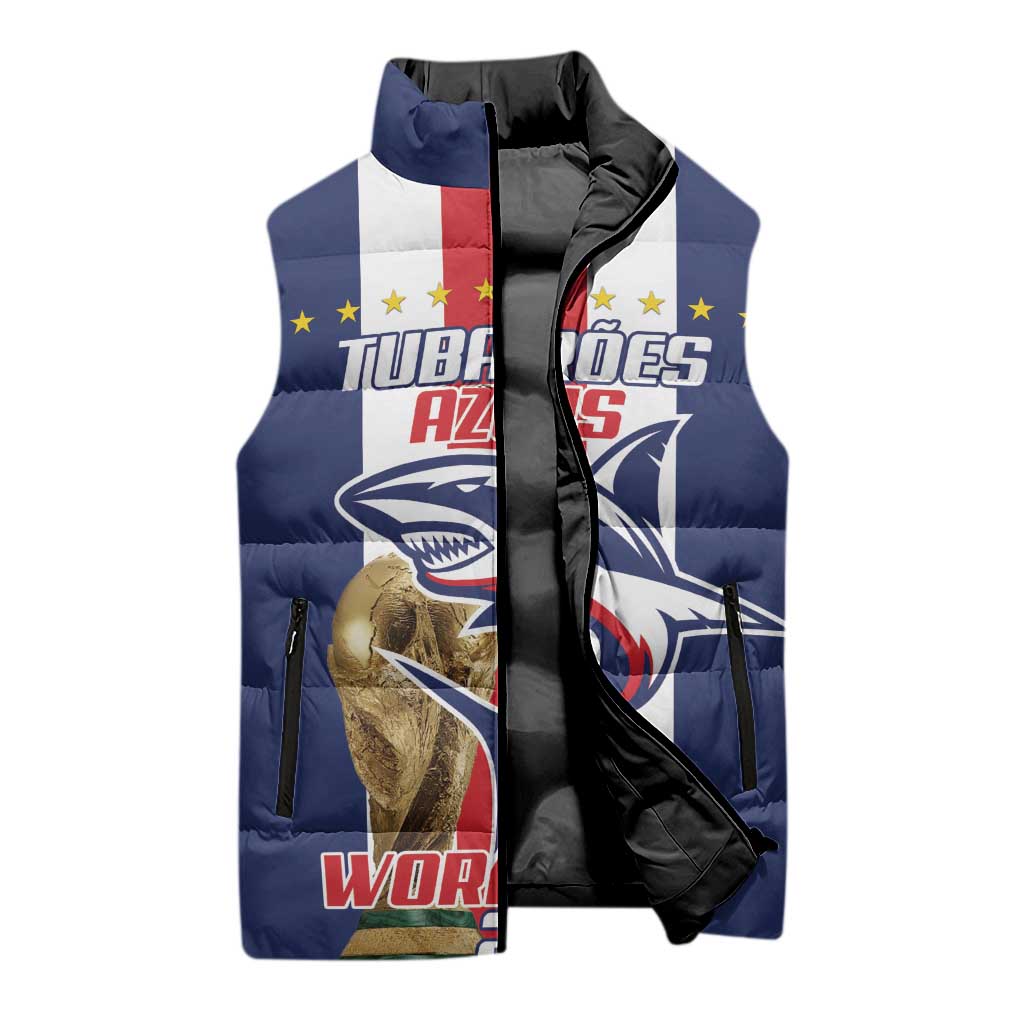 Cape Verde Football Sleeveless Puffer Jacket Tubaroes Azuis World Cup 2026 - Wonder Print Shop