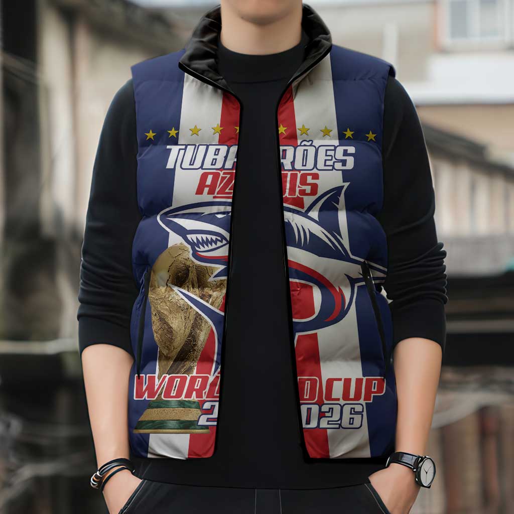 Cape Verde Football Sleeveless Puffer Jacket Tubaroes Azuis World Cup 2026 - Wonder Print Shop