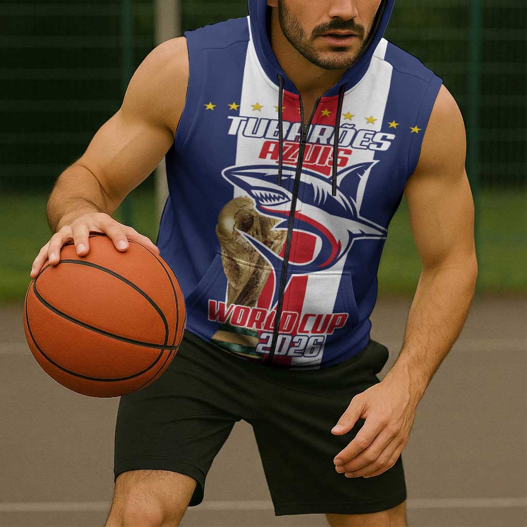 Cape Verde Football Sleeveless Zip Hoodie Tubaroes Azuis World Cup 2026 - Wonder Print Shop