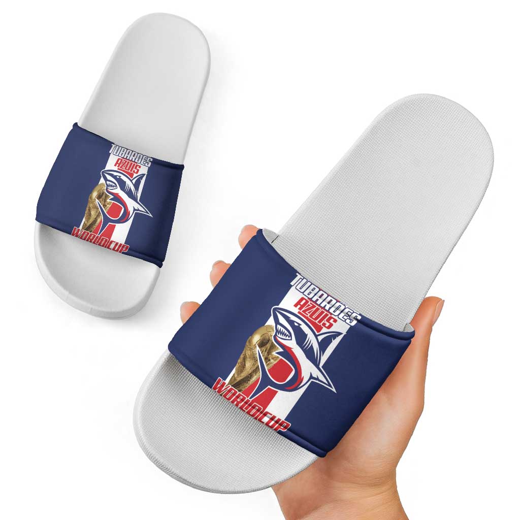 Cape Verde Football Slide Sandals Tubaroes Azuis World Cup 2026 - Wonder Print Shop