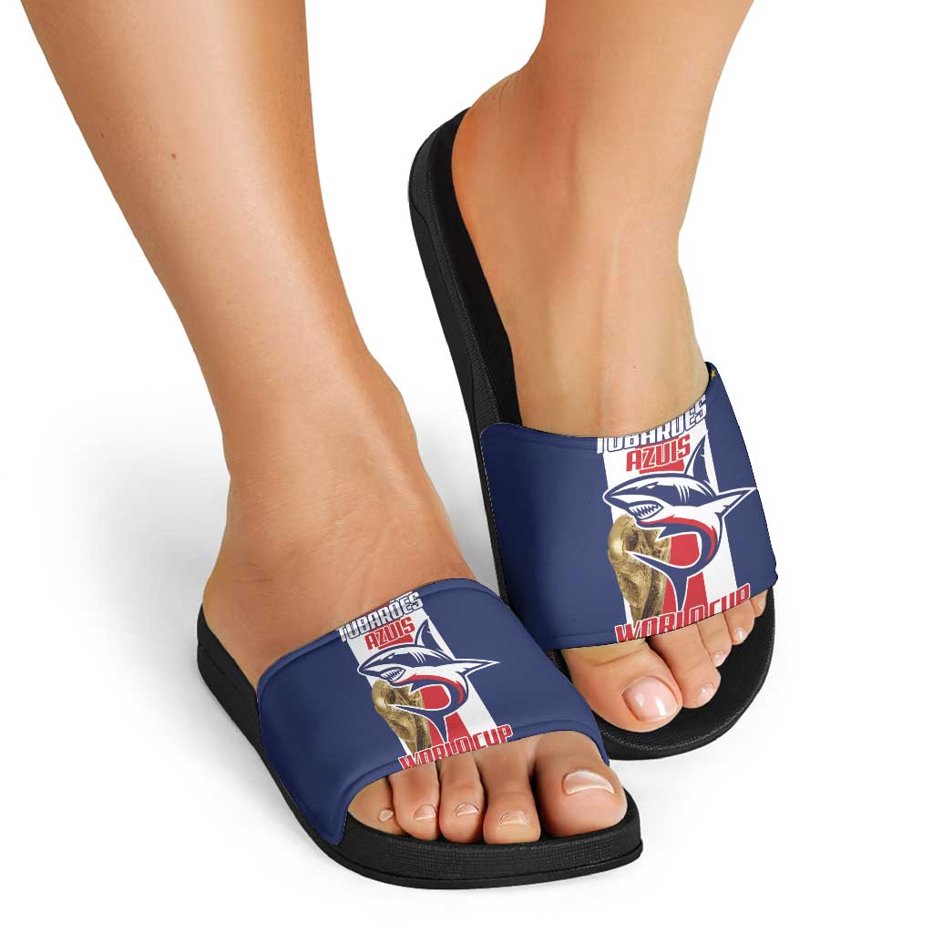 Cape Verde Football Slide Sandals Tubaroes Azuis World Cup 2026 - Wonder Print Shop