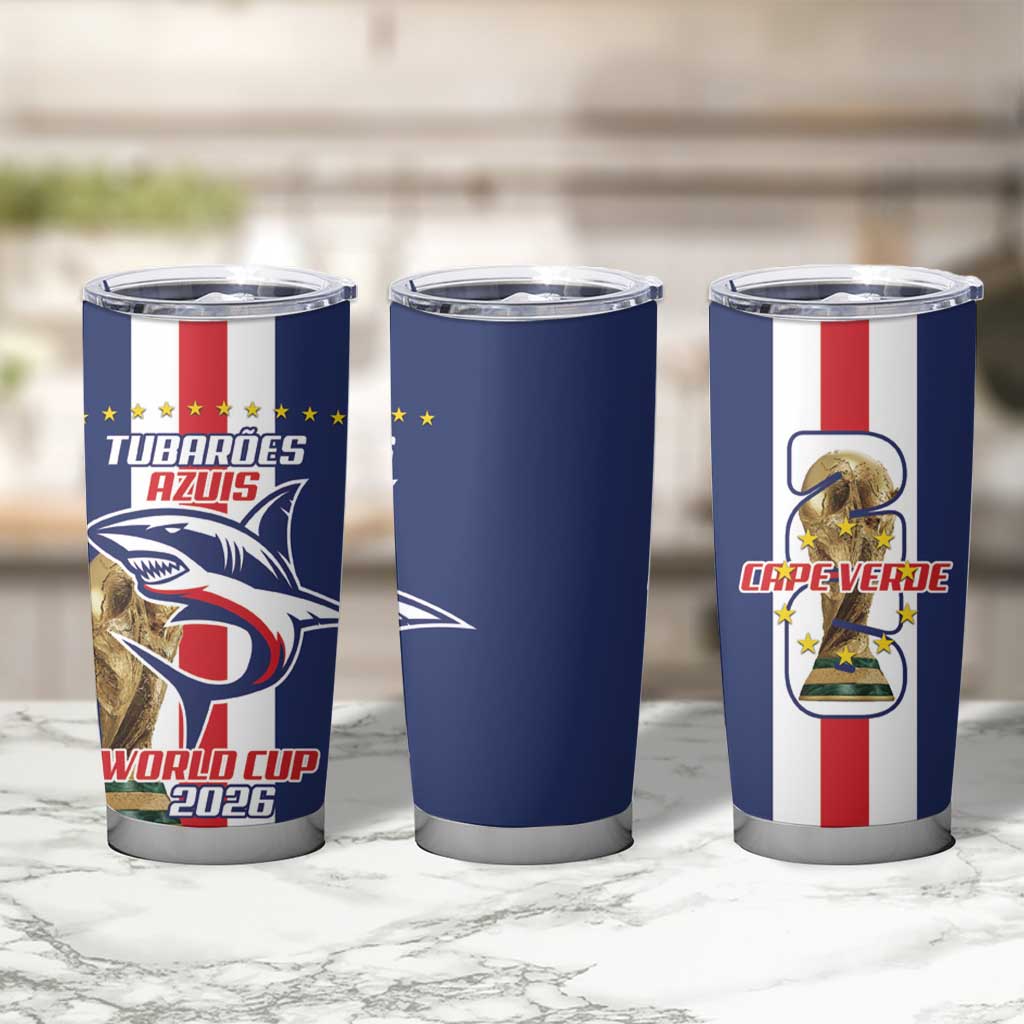 Cape Verde Football Tumbler Cup Tubaroes Azuis World Cup 2026 - Wonder Print Shop