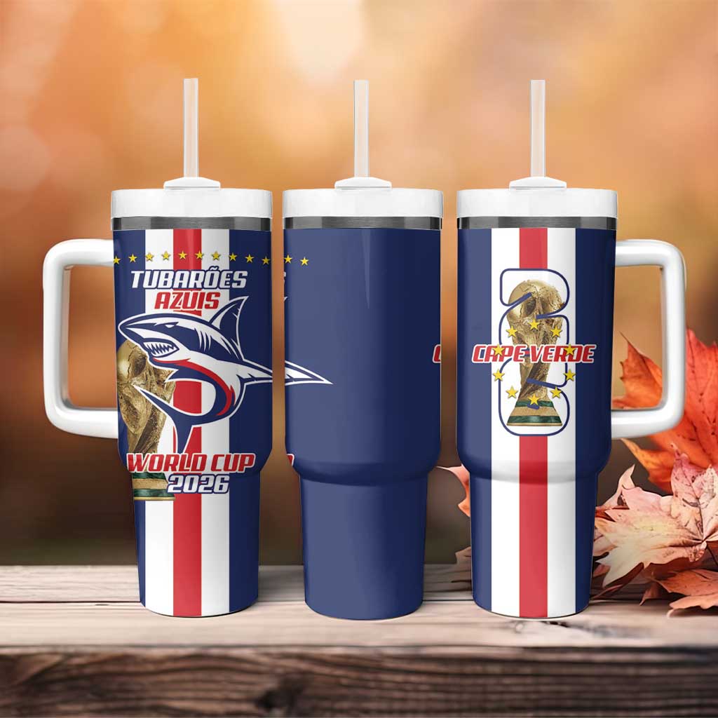 Cape Verde Football Tumbler With Handle Tubaroes Azuis World Cup 2026 - Wonder Print Shop